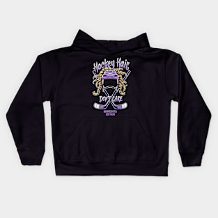 Hockey Hair Don't Care Funny Minnesota Hockey Kids Hoodie